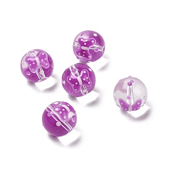 Pourpre Brins de perles en verre émaillé faits à la main, ronde avec bowknot, pourpre, 13x12mm, Trou: 1.2mm, Environ 30 pcs/chapelet