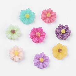 Mixed Color Resin Cabochons, Flower, Mixed Color, 9x8x3mm