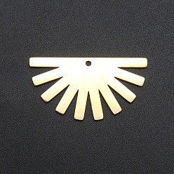 Golden 201 Stainless Steel Pendants, Laser Cut, Fan, Golden, 17.5x33x1mm, Hole: 1.6mm