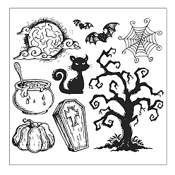Tree Halloween Transparent Clear Silicone Stamp/Seal, For DIY Scrapbooking/Photo Album Decorative, Use with Acrylic Printing Template Tool, Stamp Sheets, Tools, Tree, 130x130mm