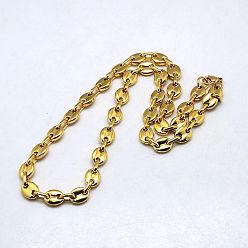 Golden Fashionable 304 Stainless Steel Coffee Bean Chain Necklaces, with Lobster Claw Clasps, Golden, 21.3 inch(54cm)