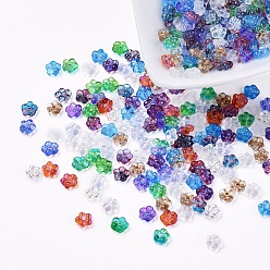 Couleur Mélangete Perles de verre tchèques, transparent / galvanisé / couleur incrustation or / teint, fleur, couleur mixte, 5.5x2.5mm, trou: 0.8 mm, environ 357~363 PCs / sachet 