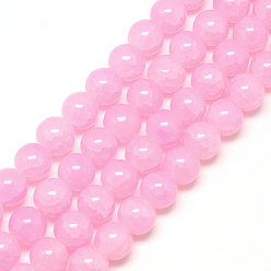 Pearl Pink Baking Painted Crackle Glass Bead Strands, Round, Pearl Pink, 6mm, Hole: 1.3~1.6mm, about 133pcs/strand, 31.4 inch