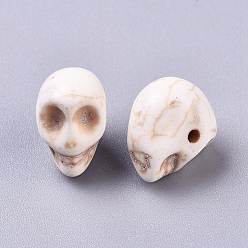 Magnesite Synthetic Magnesite Bead Strands, Skull, 13x12x9.5mm, Hole: 1mm, about 42pcs/strand, 15.1 inch, 12strands/1000g
