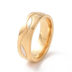 Oro Anillo de dedo de hoja de acero inoxidable de dos tonos para mujer, dorado, diámetro interior: 201 mm