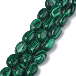 Malachite Synthetic Malachite Beads Strands, Oval, Dyed, 8x6x3.5~4mm, hole: 1mm, about 45~52pcs/strand, 15.16~15.74 inch(38.5~40cm)