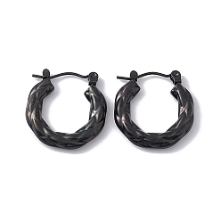 Electrophoresis Black 304 толстые серьги-кольца из нержавеющей стали для женщин, электрофорез черный, 20x20x3.5 мм, штифты : 0.6 мм
