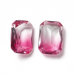 Rose Faceted K9 Glass Rhinestone Cabochons, Pointed Back, Rectangle Octagon, Rose, 13.5x9.5x5.5mm