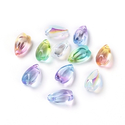 Mixed Color Transparent Glass Charms, Teardrop Shaped Petal, Two Tone, Mixed Color, 13x8x5.5mm, Hole: 1.2mm