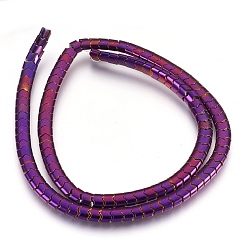 Purple Plated Electroplate Non-magnetic Synthetic Hematite Bead Strands, Polished, Wave, Purple Plated, 5.5x4x3mm, Hole: 1mm, about 120~122pcs/strand, 15.7 inch~16.1 inch(40~41cm)