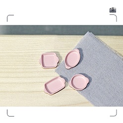Pink Miniature Spray Painted Alloy Tray Sets, for Dollhouse Accessories Pretending Prop Decorations, Pink, 15~18x11~13x3mm, 4pcs