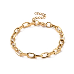Oro Chapado al vacío 304 pulsera de cadena de cable de acero inoxidable para hombres y mujeres, dorado, 7~7-1/4 pulgada (17.9~18.5 cm)