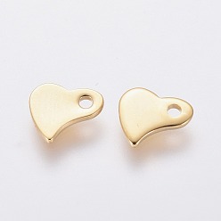 Real 24K Gold Plated 201 Stainless Steel Charms, Stamping Blank Tag, Heart, Real 24k Gold Plated, 6x6x1mm, Hole: 1mm