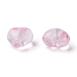 Pink Handmade Silver Foil Glass Beads, Heart, Pink, 12x8mm, Hole: 1~2mm