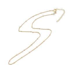 Real 18K Gold Plated Brass Satellite Chains Necklace for Women, Cadmium Free & Lead Free, Real 18K Gold Plated, 17.44 inch(44.3cm)