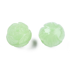 Vert Pâle Perles de corail synthétiques, teint, jade d'imitation, fleur, vert pale, 10x11x10.5mm, Trou: 1.6mm