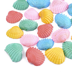 Color mezclado Colgantes pintados de concha de mar, color mezclado, 13~20x17~25x6~8 mm, agujero: 1.2 mm