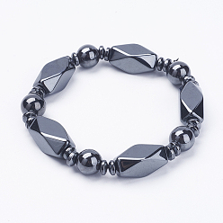 Non-magnetic Hematite Non-Magnetic Synthetic Hematite Bracelets, Stretch Bracelets, 2-1/8 inch(55mm)
