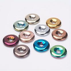 Mixed Color Non-Magnetic Synthetic Hematite Pendants, Donut/Pi Disc, Grade A, Mixed Color, Donut Width: 11.5mm, 30x6mm, Hole: 7mm