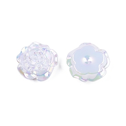 White Opaque ABS Plastic Cabochons, Flower, White, 19.5x7.5mm