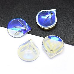 Clear AB Transparent Glass Charms, Petal, AB Color, Clear AB, 15x13.5x4mm, Hole: 1.2mm