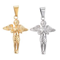 Mixed Color 304 Stainless Steel Pendants, Angel, Mixed Color, 35.5x24.5x9.5mm, Hole: 8.5x5mm