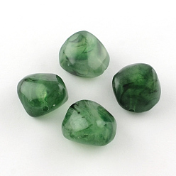 Medium Sea Green Nuggets Imitation Gemstone Acrylic Beads, Medium Sea Green, 25x24x17mm, Hole: 3mm, about 84pcs/500g