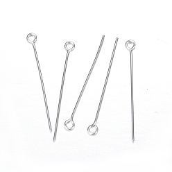 Stainless Steel Color 201 Stainless Steel Eye Pin, Stainless Steel Color, 35x0.7mm, Hole: 2mm