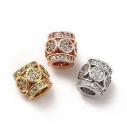 Mixed Color Rack Plating Brass Micro Pave Cubic Zirconia Beads, Long-Lasting Plated, Cadmium Free & Lead Free, Barrel, Mixed Color, 8.5x8mm, Hole: 3.9mm
