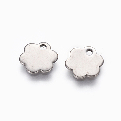 Stainless Steel Color 201 Stainless Steel Charms, Flower, Stainless Steel Color, 10x10x1mm, Hole: 1.6mm