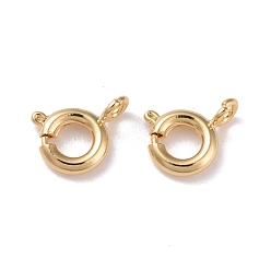 Real 24K Gold Plated Eco-friendly Brass Spring Ring Clasps, Cadmium Free & Lead Free, Long-Lasting Plated, Real 24K Gold Plated, 11.4x7x1.5mm, Hole: 1.5mm, Inner Diameter: 3mm