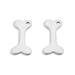 Stainless Steel Color 201 Stainless Steel Charms, Bone, Stainless Steel Color, 15x7.5x1mm, Hole: 1.2mm