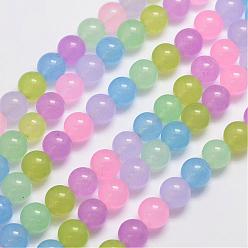 Mixed Color Natural & Dyed Malaysia Jade Bead Strands, Round, Mixed Color, 6mm, Hole: 0.8mm, about 64pcs/strand, 15 inch