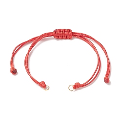 Rouge Cordon polyester ciré tressé, avec 304 anneaux en acier inoxydable, pour la fabrication de bracelets à maillons réglables, rouge, 12-3/8 pouce (31.4 cm), Trou: 3.6mm
