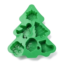 Зеленый Рождественские темы пищевые силиконовые формы, для украшения торта поделки, цвет шоколада, конфеты, изготовление изделий из уф-смолы и эпоксидной смолы, зелёные, 230x188x25 мм
