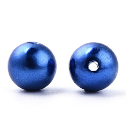 Средно-синий Окрашенный распылением абс-пластик имитация жемчужных бусин, круглые, светло-синий, 10x9.5 мм, отверстие : 2 мм, около 1040 шт / 500 г