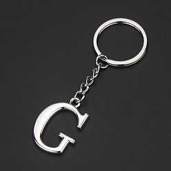 Letter G Platinum Plated Alloy Pendant Keychains, with Key Ring, Letter, Letter.G, 3.5x2.5cm