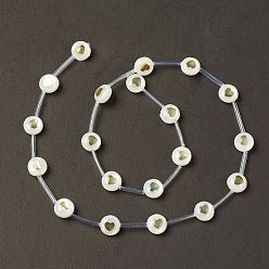 Cœur Eau douce naturelle de coquillage perles brins, avec tranches de laiton et émail, couleur de coquillage, plat rond, motif de coeur, 8.5x3.2mm, Trou: 0.7mm, Environ 20 pcs/chapelet, 15.55'' (39.5 cm)