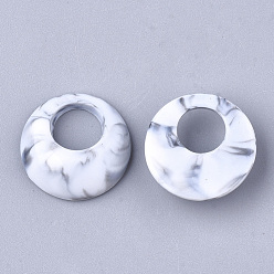 Creamy White Acrylic Pendants, Imitation Gemstone Style, Flat Round, Creamy White, 19.5x6mm, Hole: 8mm, about 460pcs/500g