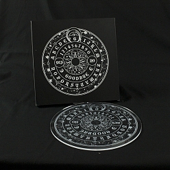 Clair Planches de pendule acryliques rondes, tableau parlant, planche à spiritueux, motif soleil et lune et étoile, clair, 220mm
