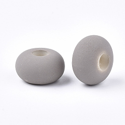 Gris Clair Perles en acrylique européens en caoutchouc, Perles avec un grand trou   , rondelle, gainsboro, 16x9mm, trou: 5 mm, environ 330 pcs / 500 g
