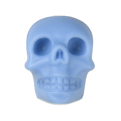 Light Sky Blue Halloween Silicone Focal Beads, Skull, Light Sky Blue, 21x16x20mm, Hole: 2.5mm