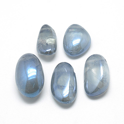Light Steel Blue Electroplate Natural Quartz Crystal Pendants, Nuggets, Light Steel Blue, 28~43x14~29x10~21mm, Hole: 2mm