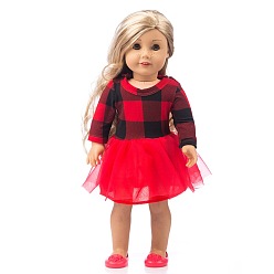 Red Flower Pattern Cotton Doll Dress, Doll Clothes Outfits, Fit for American 18 inch Girl Dolls, Red, 235mm