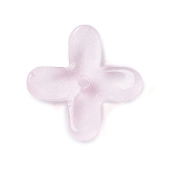 Rose Nacré Bouchons de perles de verre transparents, osmanthus parfumé, perle rose, 9.5x9.5x3mm, Trou: 1.2mm
