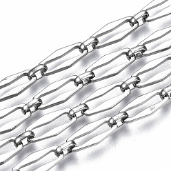 Stainless Steel Color 304 Stainless Steel Link Chains, with Spool, Unwelded, Nickel Free, Stainless Steel Color, 15x7x1.5mm, about 32.81 Feet(10m)/roll