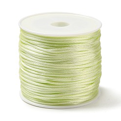 Vert Jaune Corde de satin de rotail de nylon, chaîne de perles, pour le nouage chinois, fabrication de bijoux, vert jaune, 1mm, environ 32.8 yards (30m)/rouleau