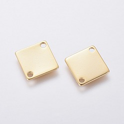 Golden 201 Stainless Steel Links connectors, Rhombus, Golden, 12.5x12.5x0.7mm, Hole: 1.4mm, Side Length: 9.5mm