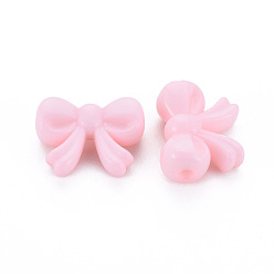 Pink Opaque Acrylic Beads, Bowknot, Pink, 15.5x20x8.5mm, Hole: 2mm, about 440pcs/500g