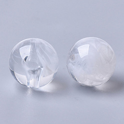 Blanc Perles acryliques, pierre d'imitation, ronde, blanc clair, 15.5x15mm, trou: 2 mm, environ 210 pcs / 500 g